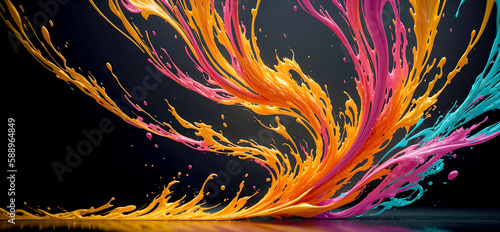 Abstract paint splash background artwork created with Generative AI.