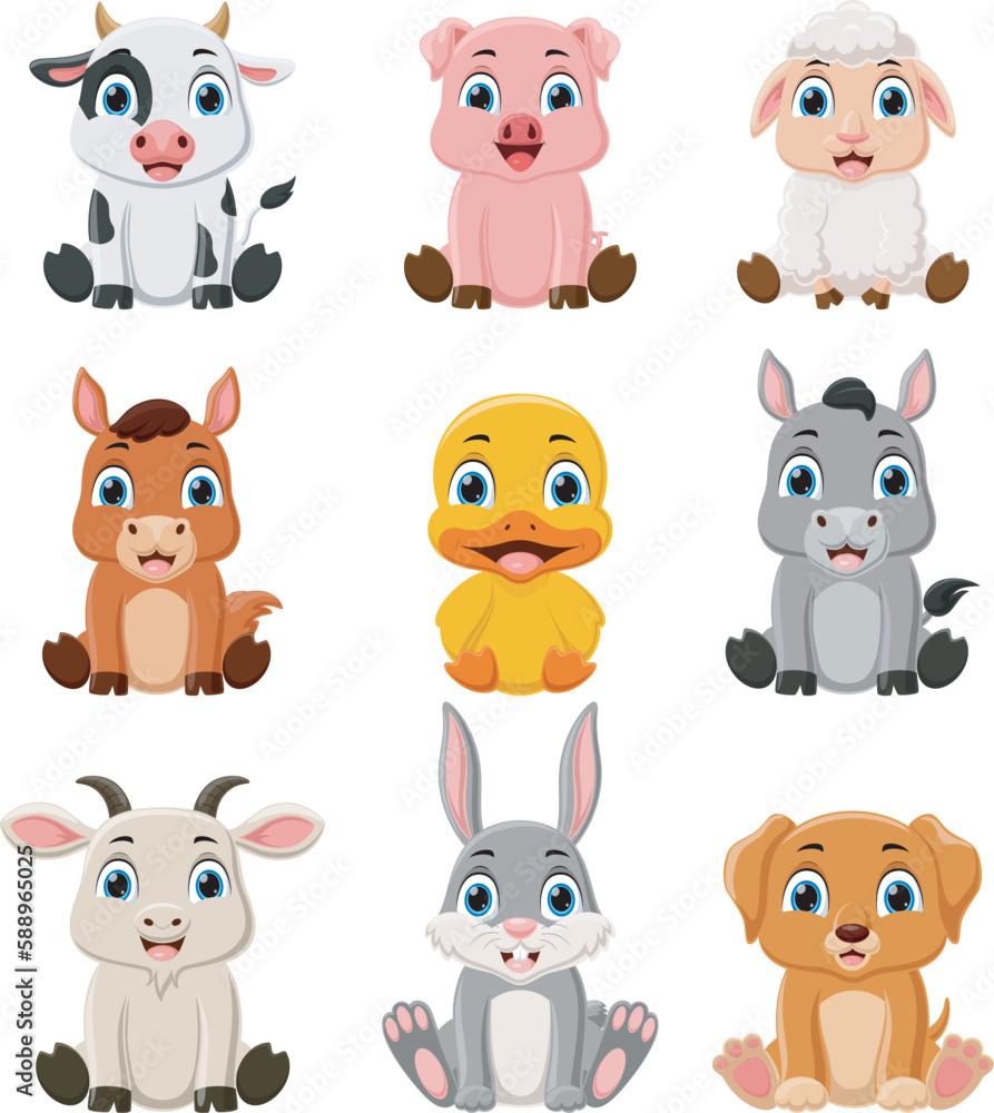 Cute farm animal cartoon collection Cute farm animal cartoon collection