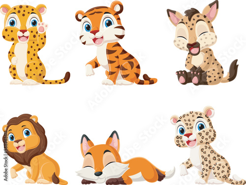 Cute wild animals cartoon collection