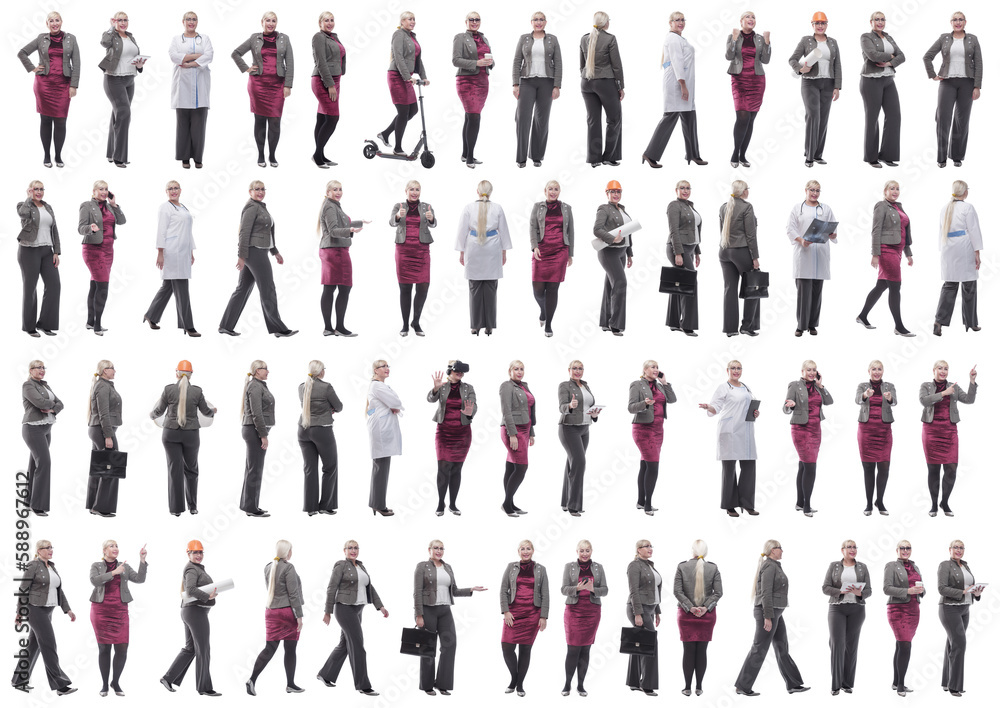 collage of a woman in full growth displaying many professions collage of a woman in full growth displaying many professions