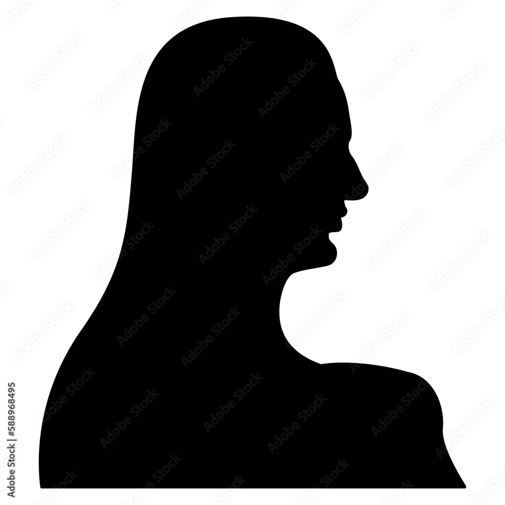 Portrait in profile of antique woman. Ancient Egyptian lady. Black silhouette on white background. Portrait in profile of antique woman. Ancient Egyptian lady. Black silhouette on white background.
