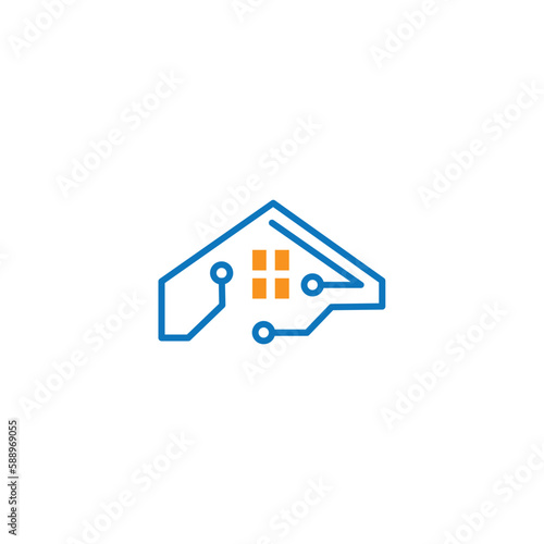 digital home electronics logo design line illustration vector