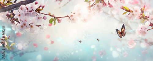 spring flowers background, copy space