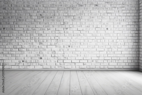 White brick background with no content. Mockup and template. Generative AI