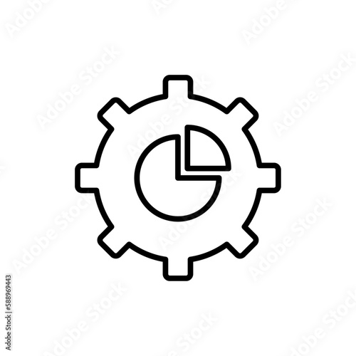 Data management icon with black outline style. advertising, payment, girl, holding, icon, illustration, management. Vector Illustration