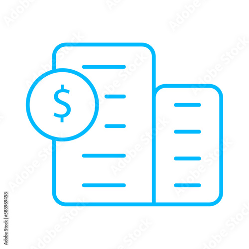 Corporate icon with blue outline style. advertising, payment, girl, holding, icon, illustration, management. Vector Illustration © SkyPark