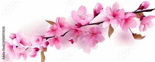 pink sakura blossom isolated, white background