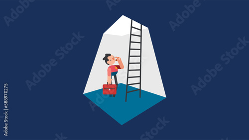 Opening at the top, stairs to the top. Opportunity to exit.