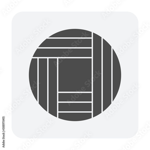 Log wood or timber vector icon. Include sawing method, plain sawn pattern for process in mill, sawmill industry. Material from nature sawn to lumber, board or plank for woodworking, construction.
