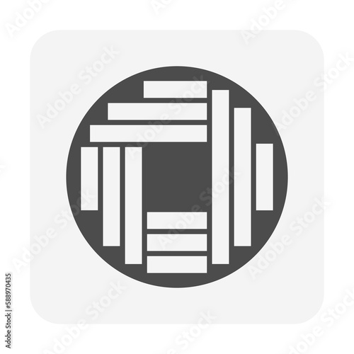 Log wood or timber vector icon. Include sawing method, plain sawn pattern for process in mill, sawmill industry. Material from nature sawn to lumber, board or plank for woodworking, construction.
