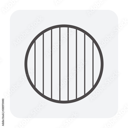 Log wood or timber vector icon. Include sawing method, live sawn pattern for process in mill, sawmill industry. Material from nature sawn to lumber, board or plank for woodworking, construction.
