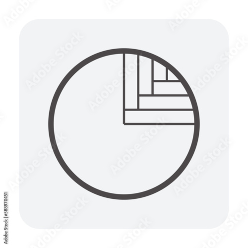 Log wood or timber vector icon. Include sawing method, rift or quarter sawn pattern for process in mill, sawmill. Material from nature sawn to lumber, board or plank for woodworking, construction.