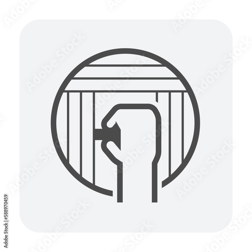 Log wood or timber vector icon in cross section view. Include square sawing pattern for process in mill, sawmill. Material from nature sawn to lumber, board or plank for woodworking, construction.