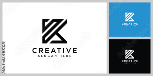 initial letter k logo vector design line style