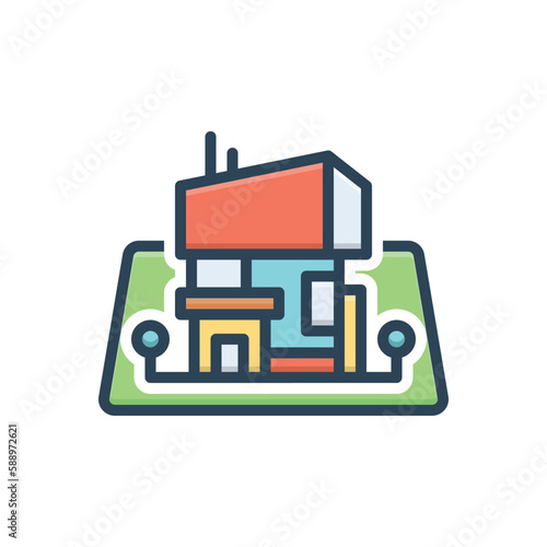 Color illustration icon for architectural 