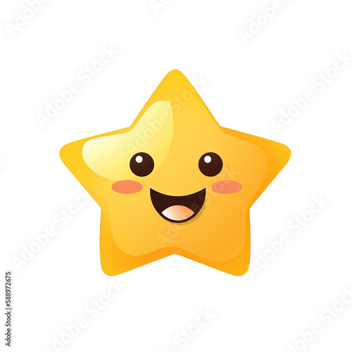 Star icon isolated on white background. Cute emoticon. Vector illustration.Generative Ai