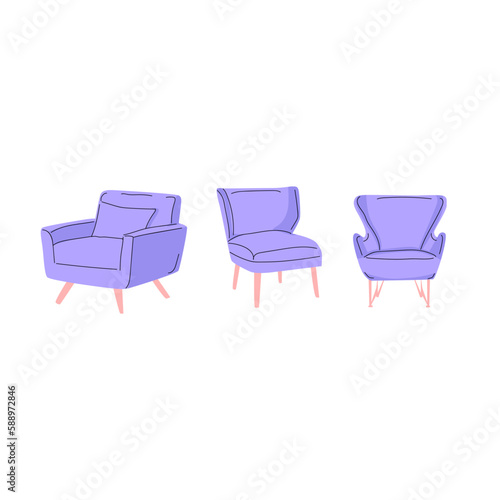vector illustration of a set of chairs with a minimalistic design