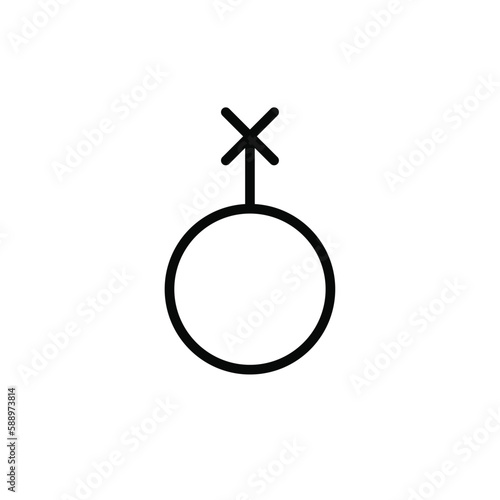 Nonbinary gender identity. Circle with x. Pixel perfect, editable stroke icon