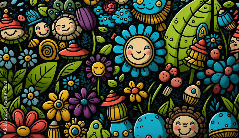 Cartoon cute doodles spring Generative AI Cartoon cute doodles spring Generative AI