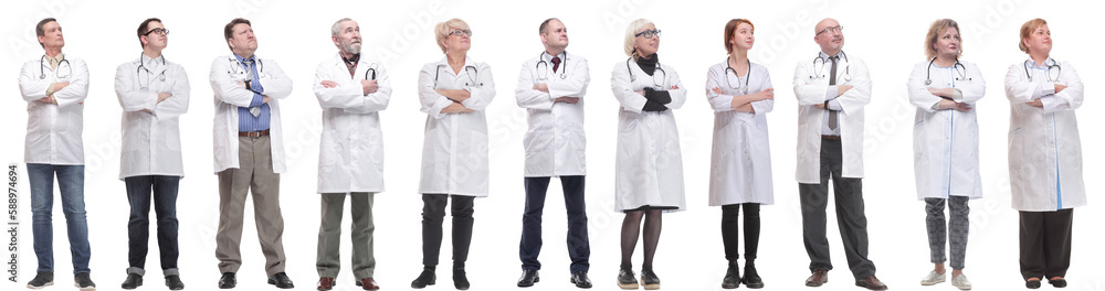 group of doctors standing in full length isolated on white group of doctors standing in full length isolated on white