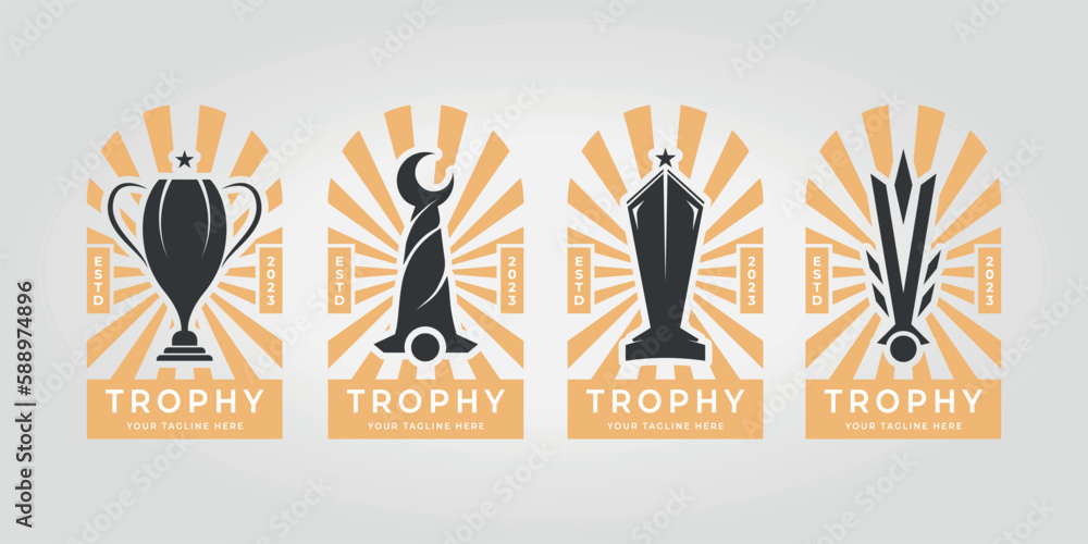 set bundle emblem trophy logo icon vector design illustration set bundle emblem trophy logo icon vector design illustration