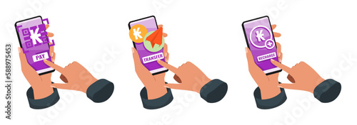 Mobile Banking with Lao Kip Illustration