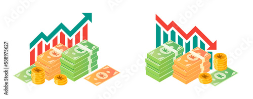 Lao Kip Value Increase and Declining Illustrations