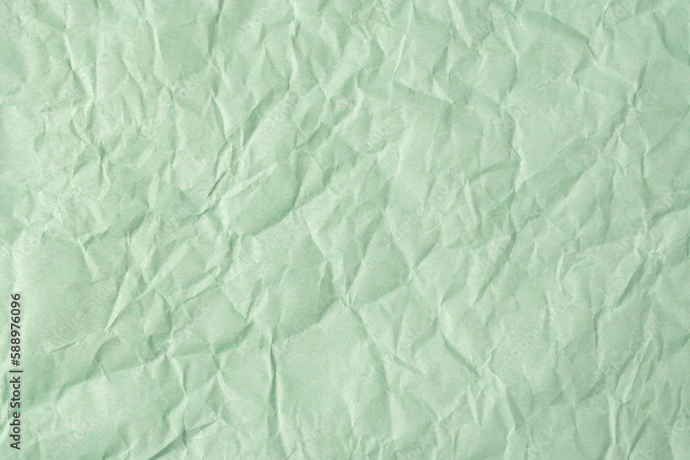 Obraz premium Recycled crumpled turquoise paper texture or paper background for design with copy space for text or image