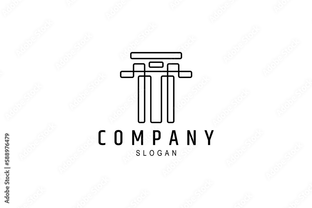 simple pillar column logo with linear design concept simple pillar column logo with linear design concept