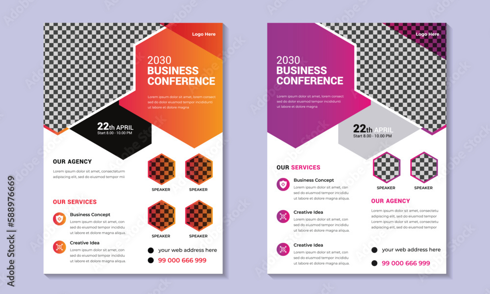 Business conference flyer design layout template. vector illustration.