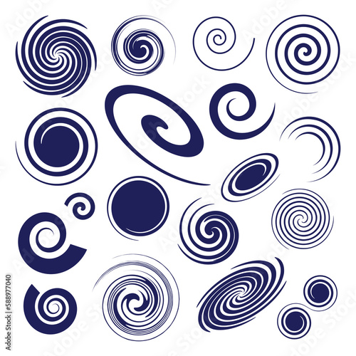 Set of different vector spiral design elements