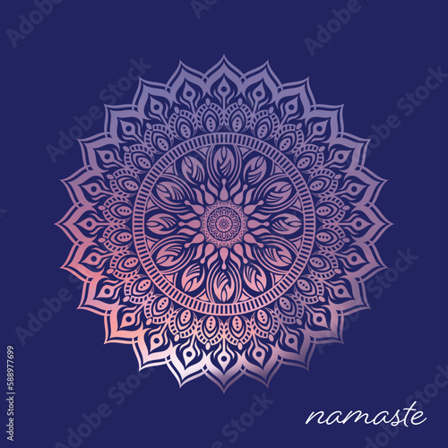 Vector pink abstract oriental mandala yoga symbol