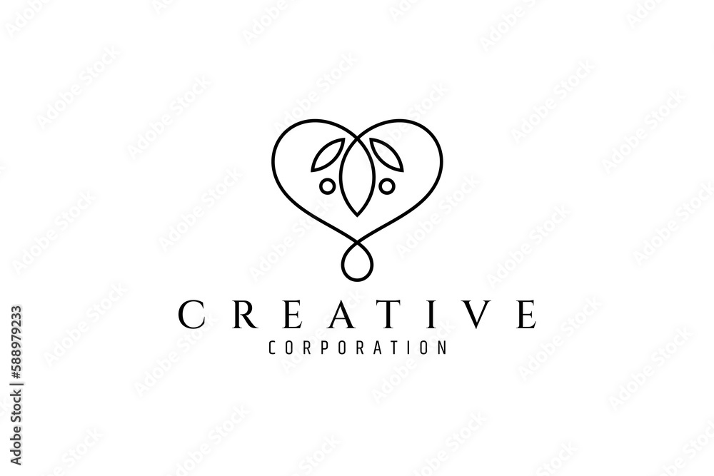 heart logo combined with leaves gives a natural impression Stock Vector ...