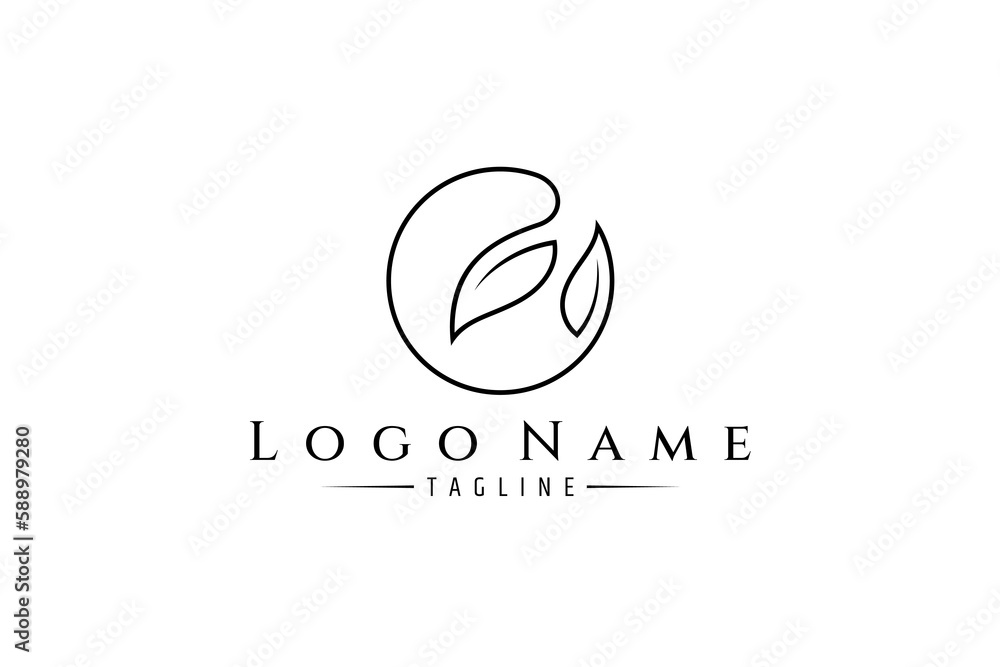 leaf letter c logo with continuous one line design style leaf letter c logo with continuous one line design style