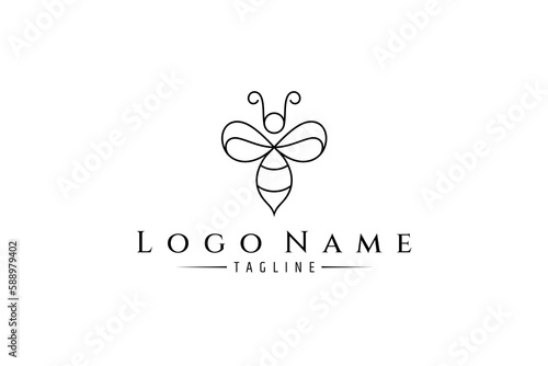 bee or stinging insect logo with line design style
