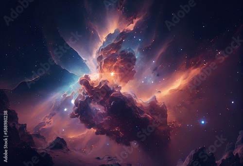 Deep Space Beautiful Nebula Backdrop - Generative AI