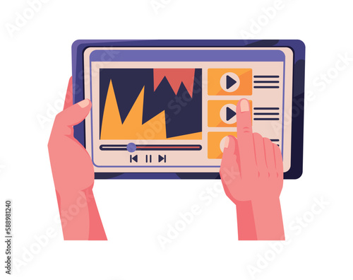 hands holds device online entertainment
