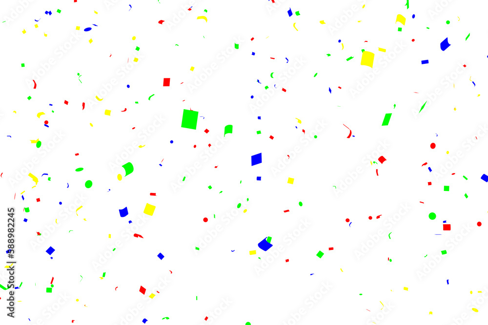 Colorful confetti scattered on a white background, creating a festive and celebratory atmosphere. With clipping path Colorful confetti scattered on a white background, creating a festive and celebratory atmosphere. With clipping path