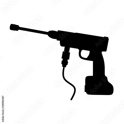 Pressure car wash vector illustration isolated on white background. A good water gun tool is used for cleaning.