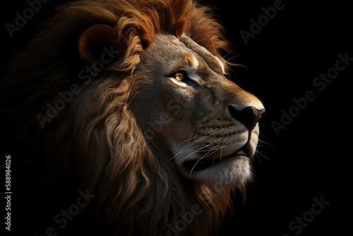 lion profile on black background