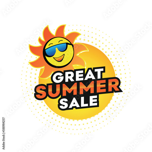 Summer Sale, Hot deal, Hot Offer Logo Unit Vector Template Design, Sun, Cool