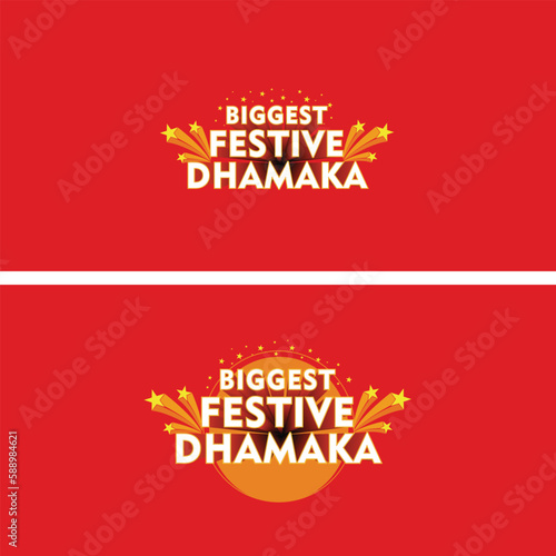 Biggest Festive Dhamaka Logo, Advertising Template, Sale, Offer, Celebrations, Discount, Retail