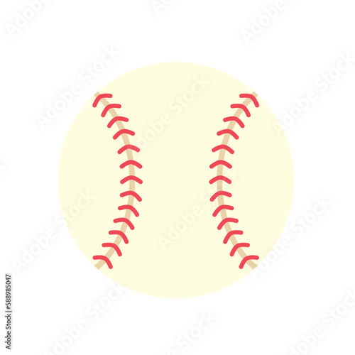 野球のボールのイラスト 白背景 クリップアート ベクター アイコン シンプル