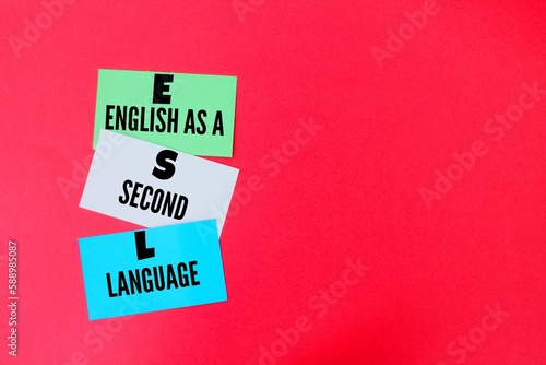 colored paper with the words English as a Second Language photo