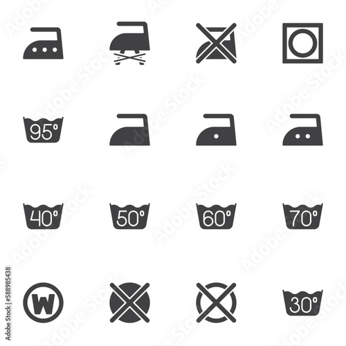 Laundry symbols vector icons set