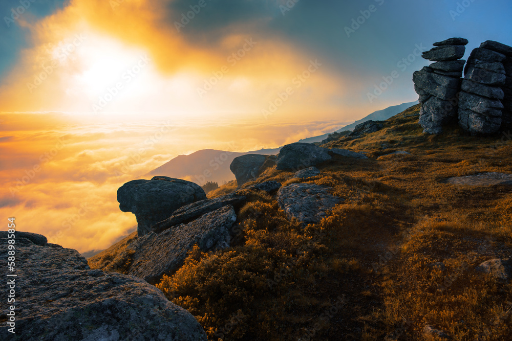 scenic summer landscape, wonderful sunset in european mountains scenic summer landscape, wonderful sunset in european mountains