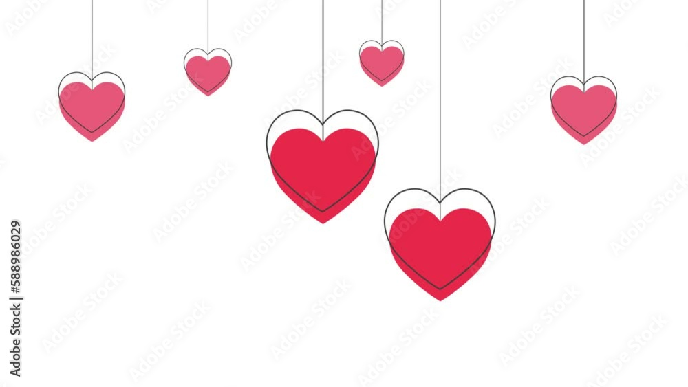 animation of red heart on white background. Looped heart rotation ...
