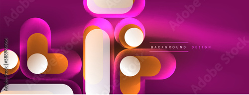 Neon circle abstract background. Template for wallpaper, banner, presentation, background