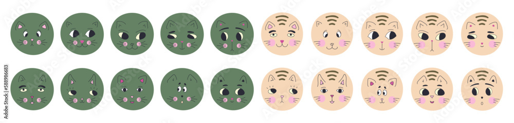 Funny cat face, abstract personage, mascot design, funny face, cute icon. Funny cat face, abstract personage, mascot design, funny face, cute icon.