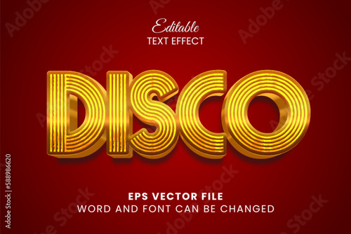 Gold disco 3d editable vector text effect